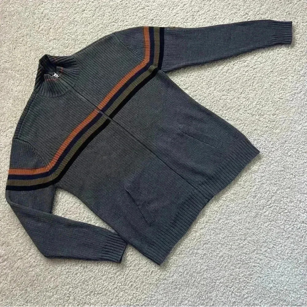 The North Face Sweater Mens Size Large A5 Series Knit Zip-Up Jacket Striped Gray